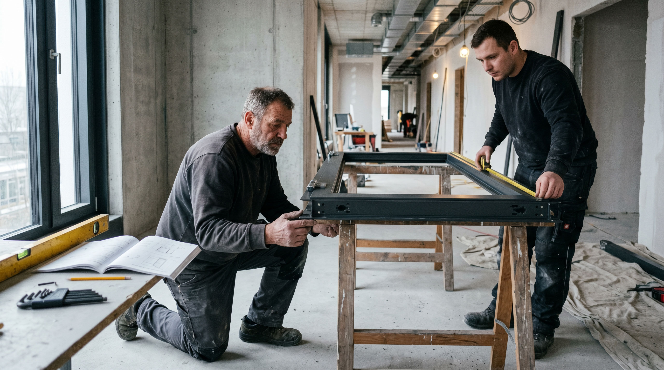 Fachgerechte Stahlzargen Montage auf einer Baustelle in Deutschland